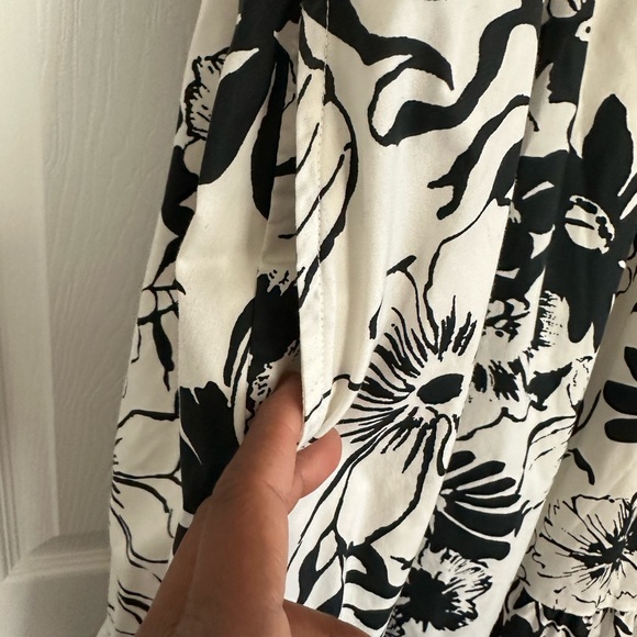 Abercrombie & Fitch Black and White Floral Midi Dress L - Picture 4 of 10
